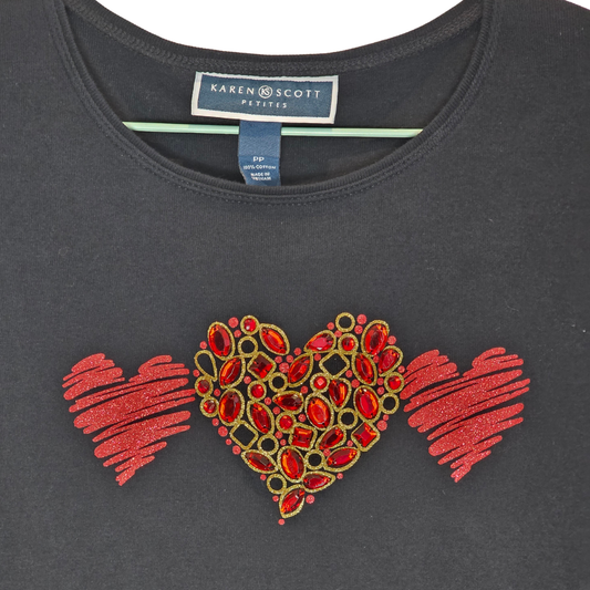 Retro Y2K Tee with Hearts - Size S