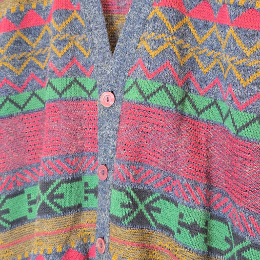 Vintage 80's Pattern Knit Vest - Size XL