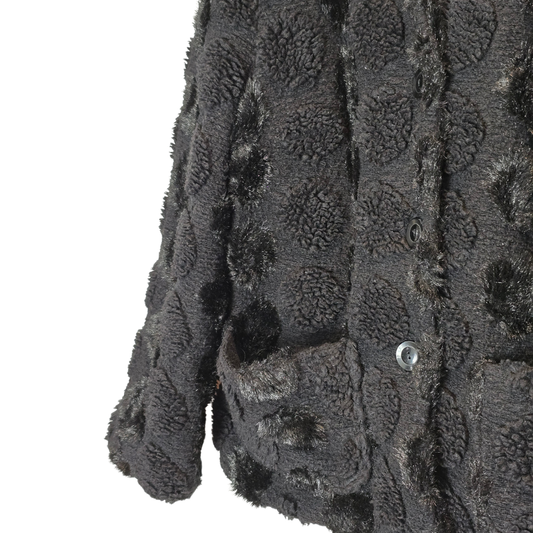 Polka Dot Print Faux Fur Coat - Size 46