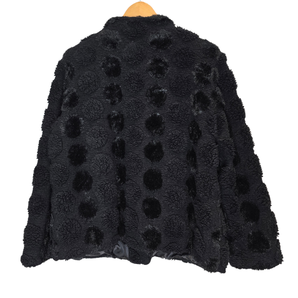 Polka Dot Print Faux Fur Coat - Size 46