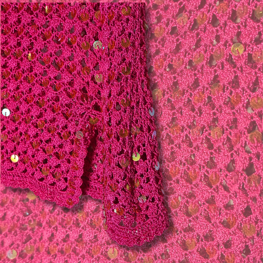 Vintage 90's Sequin + Crochet Festival Top - Size Small