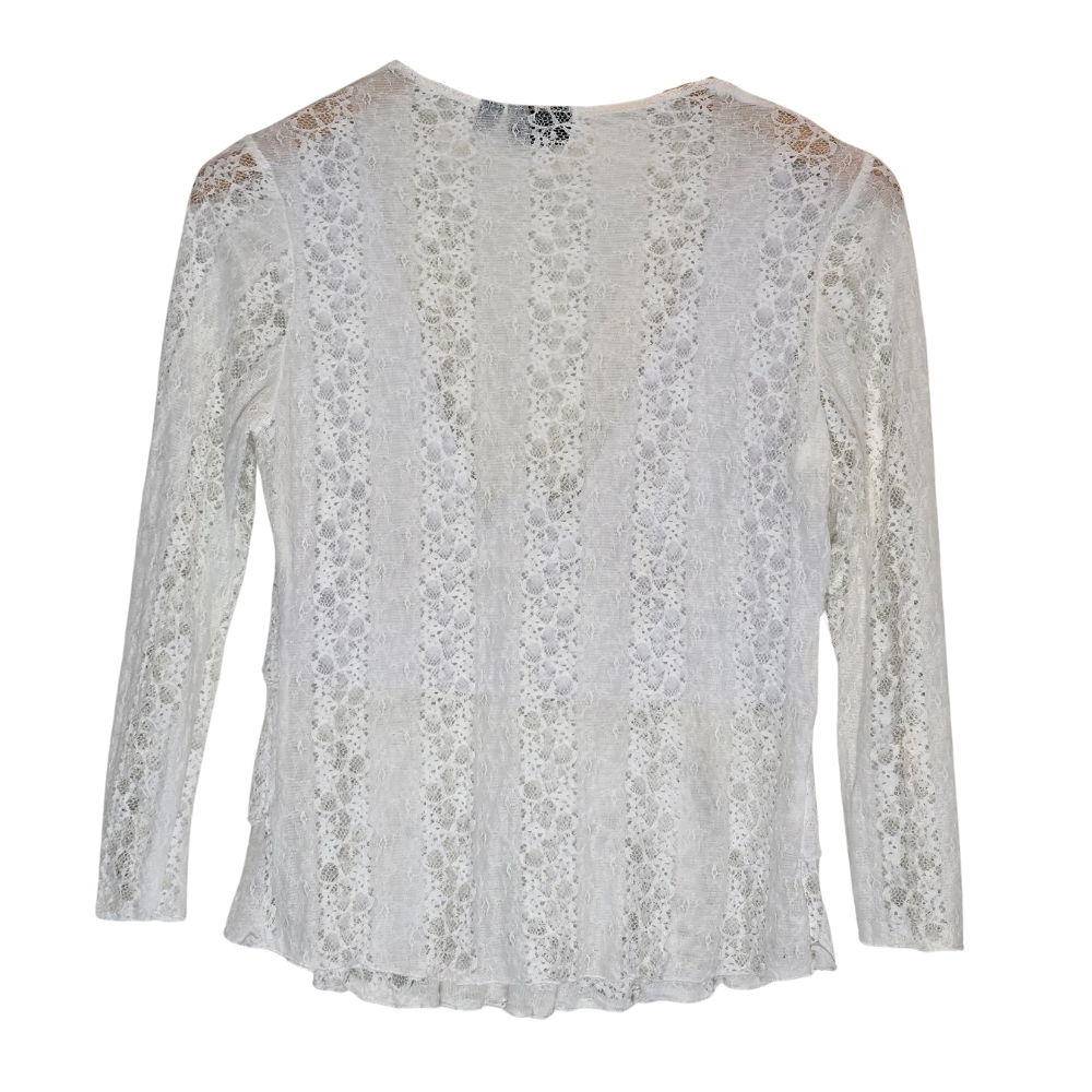 2000's White Lace Babydoll Top - Size M