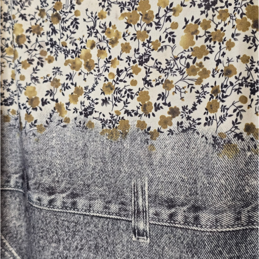Vintage 90's Vest with "Denim" & Floral Print - Size S/M