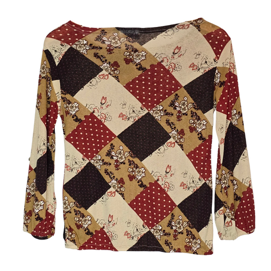 Vintage 90's Cute Check Pattern Top - Size M