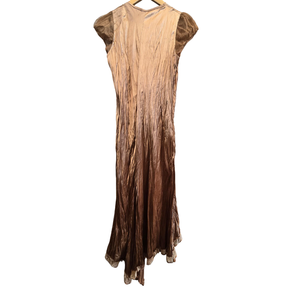 Vintage 90's Champagne Colour Detailed Maxi Dress - Size S/M (W37)