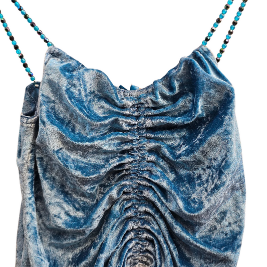Retro Y2K Velvet Detailed Crop Top - Size XS/ S (W48)