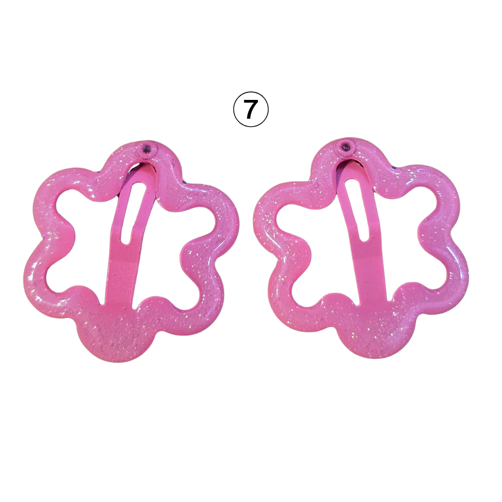 2 Mini Flower Glitter Hairclips