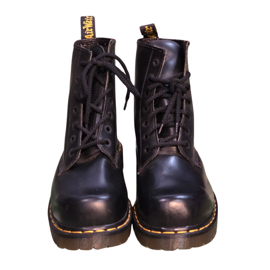 Steel Toe Black Leather Dr Martens - Size UK10