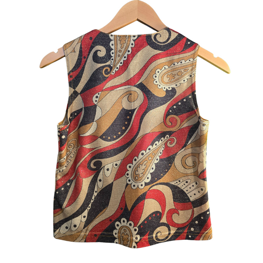 90s Funky Pattern Glitter Crop Top