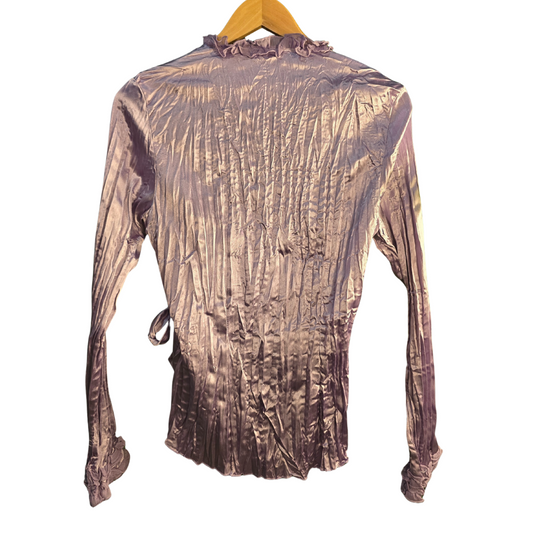 Retro Wrap Top Lustrous Fabric + Details