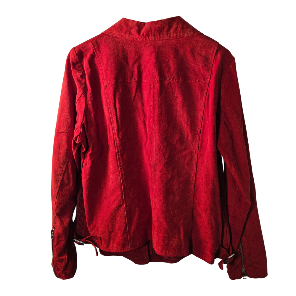 Funky Red Suede 'Biker' Style Jacket (W12)