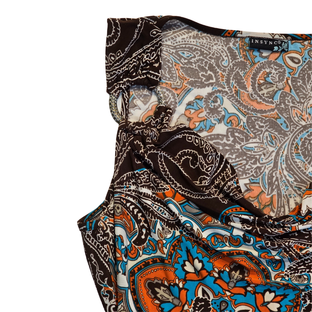 Retro / 2000s Pattern Cowl Neck Summer Top