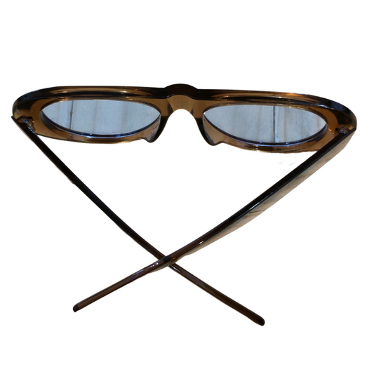 Retro Style Blue Lense/ Brown Frame Fashion Sunnies