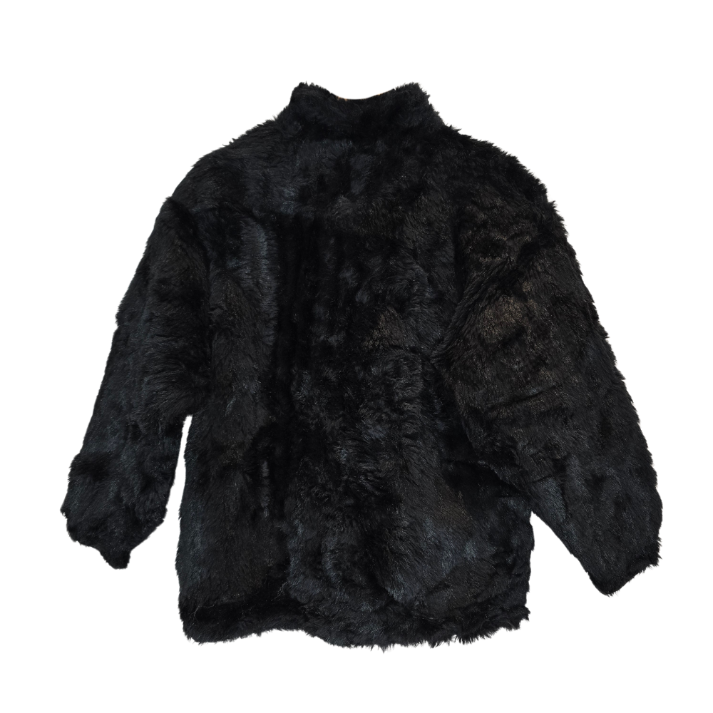 Vintage Black Faux Fur Coat - Size M/L