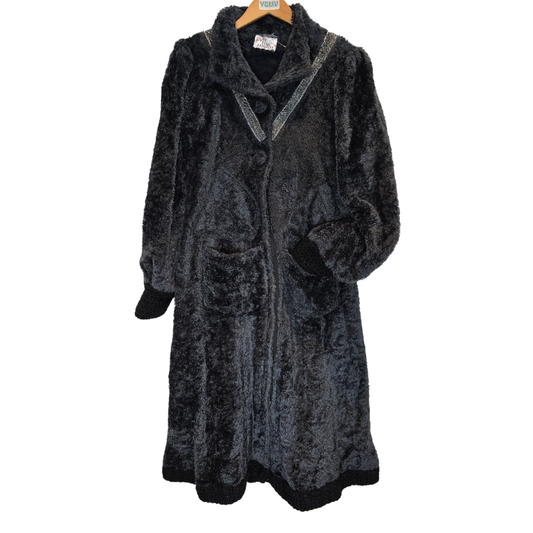 Gorgeous Vintage Black/ Grey Faux Fur Coat - Size M