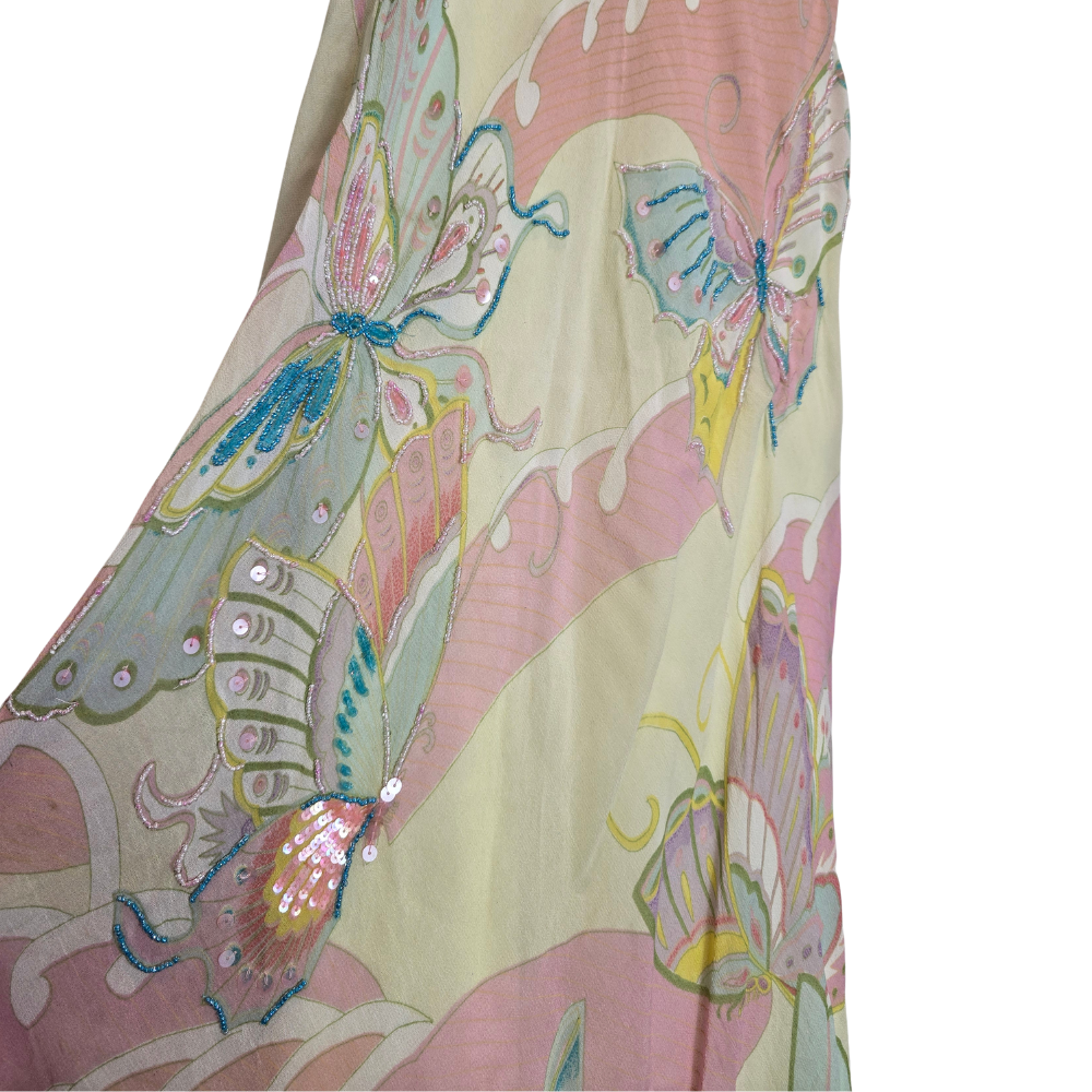 Gorgeous 90's Pastel Beaded Butterfly Dress - Size 32