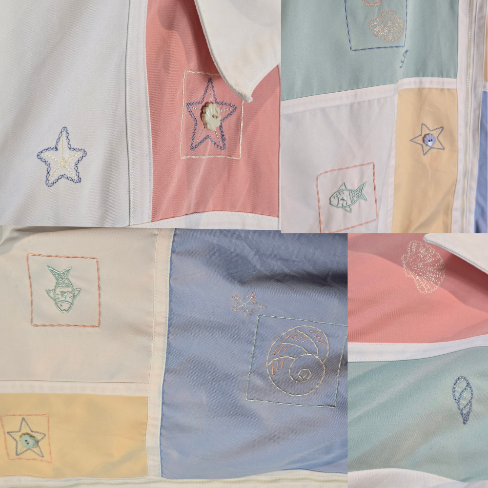 Retro 90's Patchwork + Embroidery Jacket- Size M/L