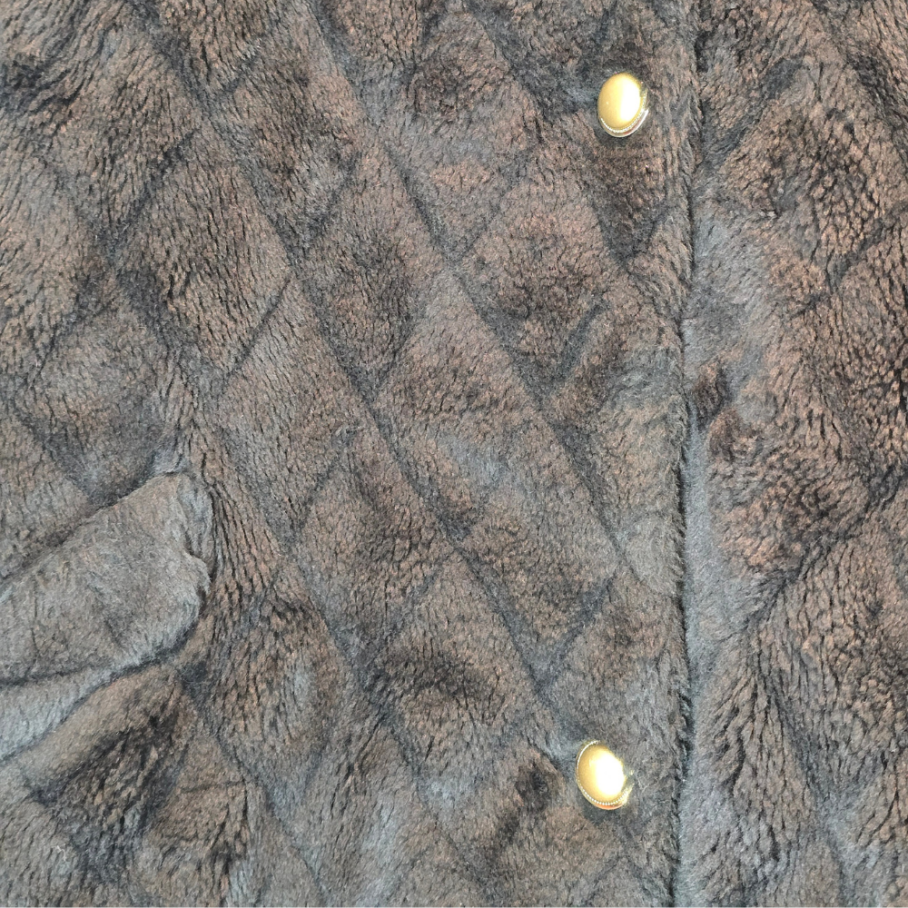Vintage Diamond Print Faux Fur Coat - Size XL
