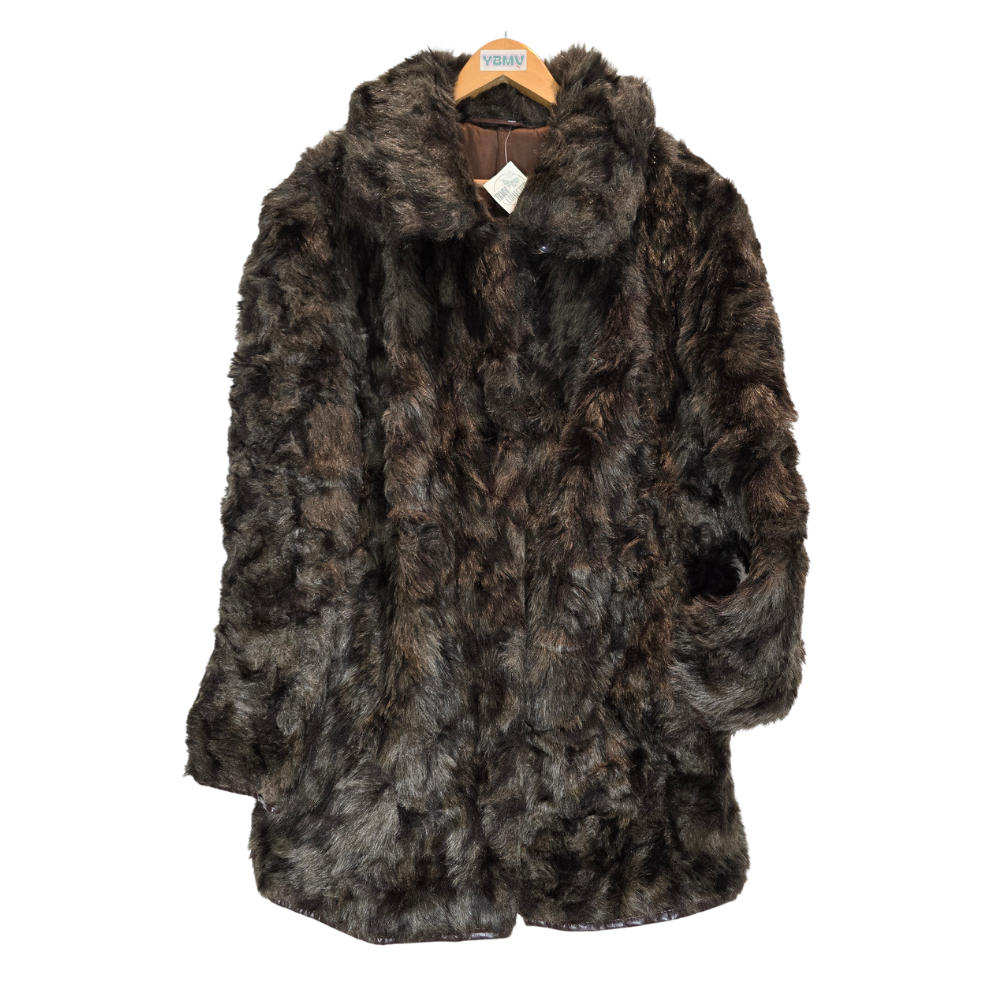 Hues of Browns Vintage Faux Fur Coat - Size L