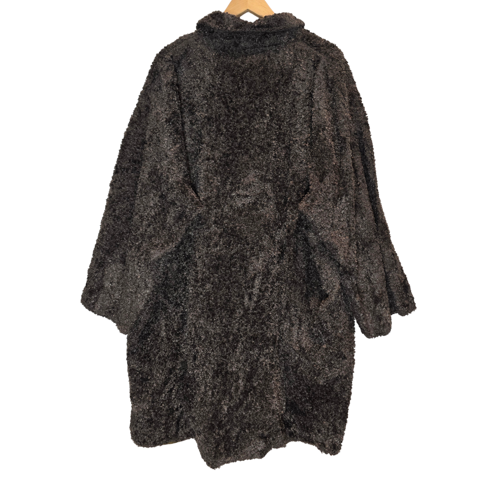 Vintage Brown Velvety Faux Fur Coat - Size XXL