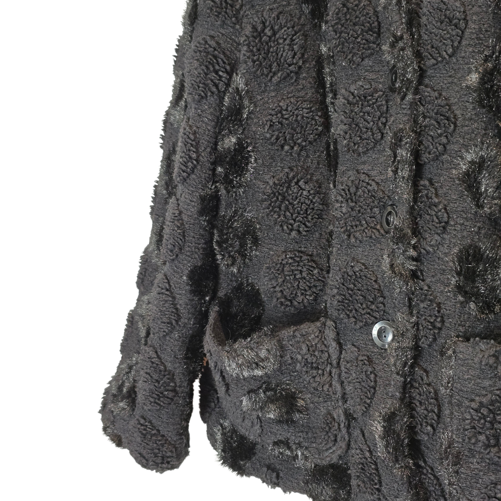 Polka Dot Print Faux Fur Coat - Size 46