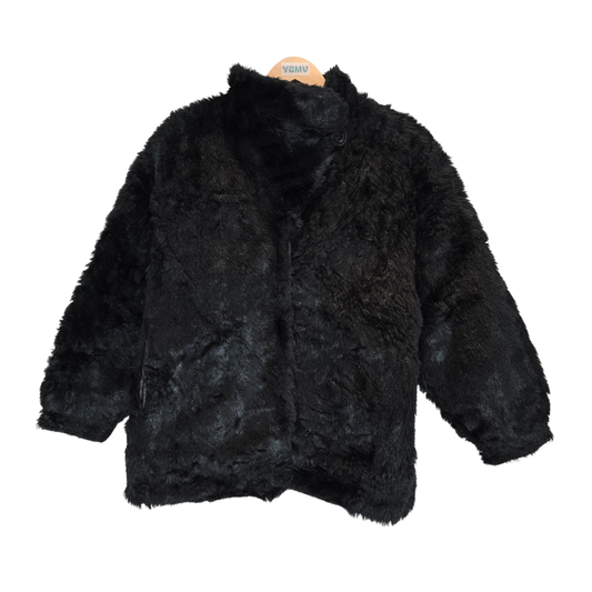 Vintage Black Faux Fur Coat - Size M/L