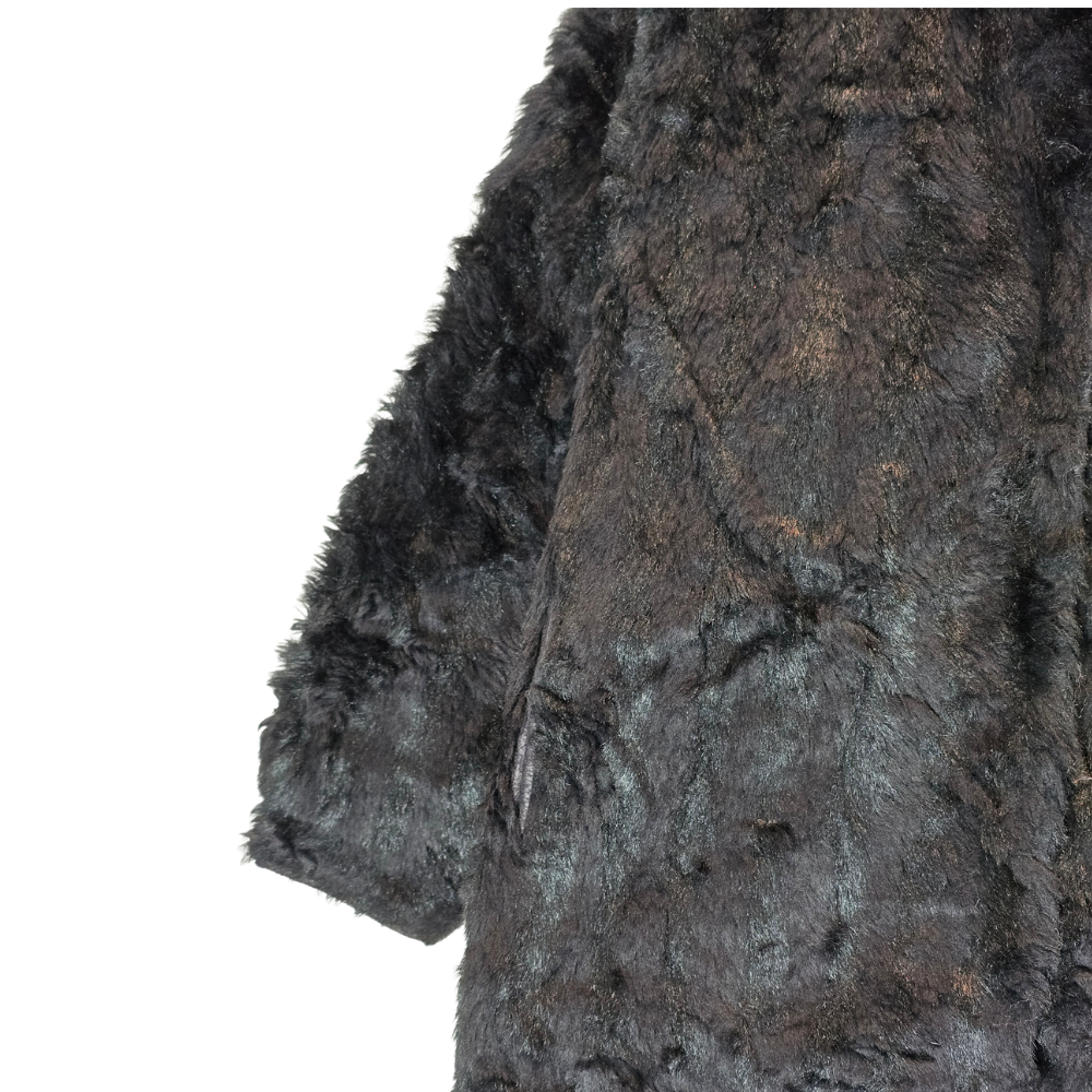 Vintage Black Faux Fur Coat - Size M/L