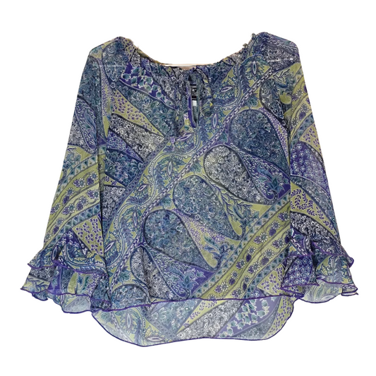 2000's Sheery Paisley Print Flowy Top - Size Large