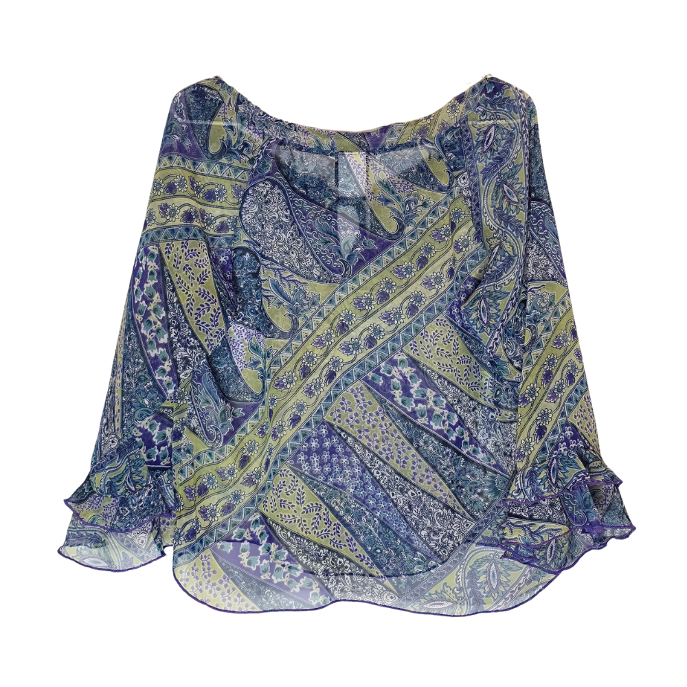 2000's Sheery Paisley Print Flowy Top