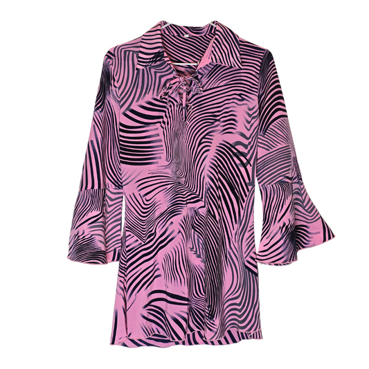 Fun Retro Illusion Print Top / Mini Dress - Size 36