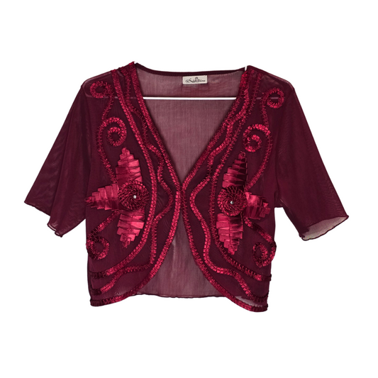Retro 90's Mesh Crop + Applique Details - Size Medium