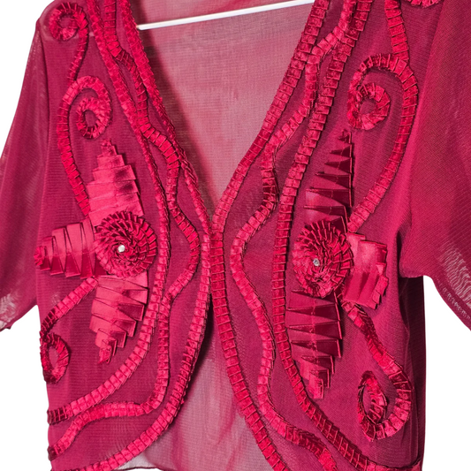Retro 90's Mesh Crop + Applique Details - Size Medium