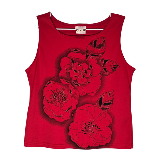 Vintage 90's Red Rose Vest - Size Large