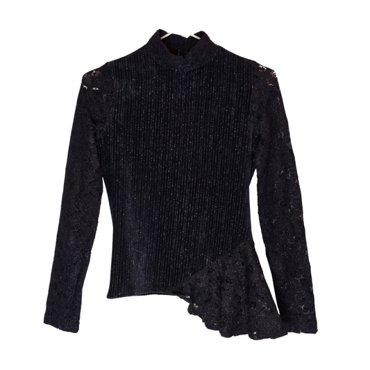 Vintage 90's Velvet + Lace Turtleneck - Size Small