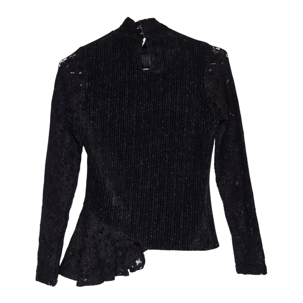 Vintage 90's Velvet + Lace Turtleneck