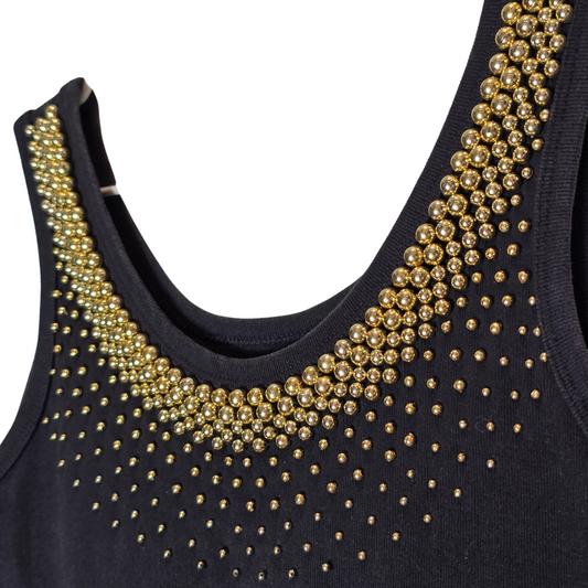 Vintage 90's Cotton Vest + Beadwork Detailing - Size Medium