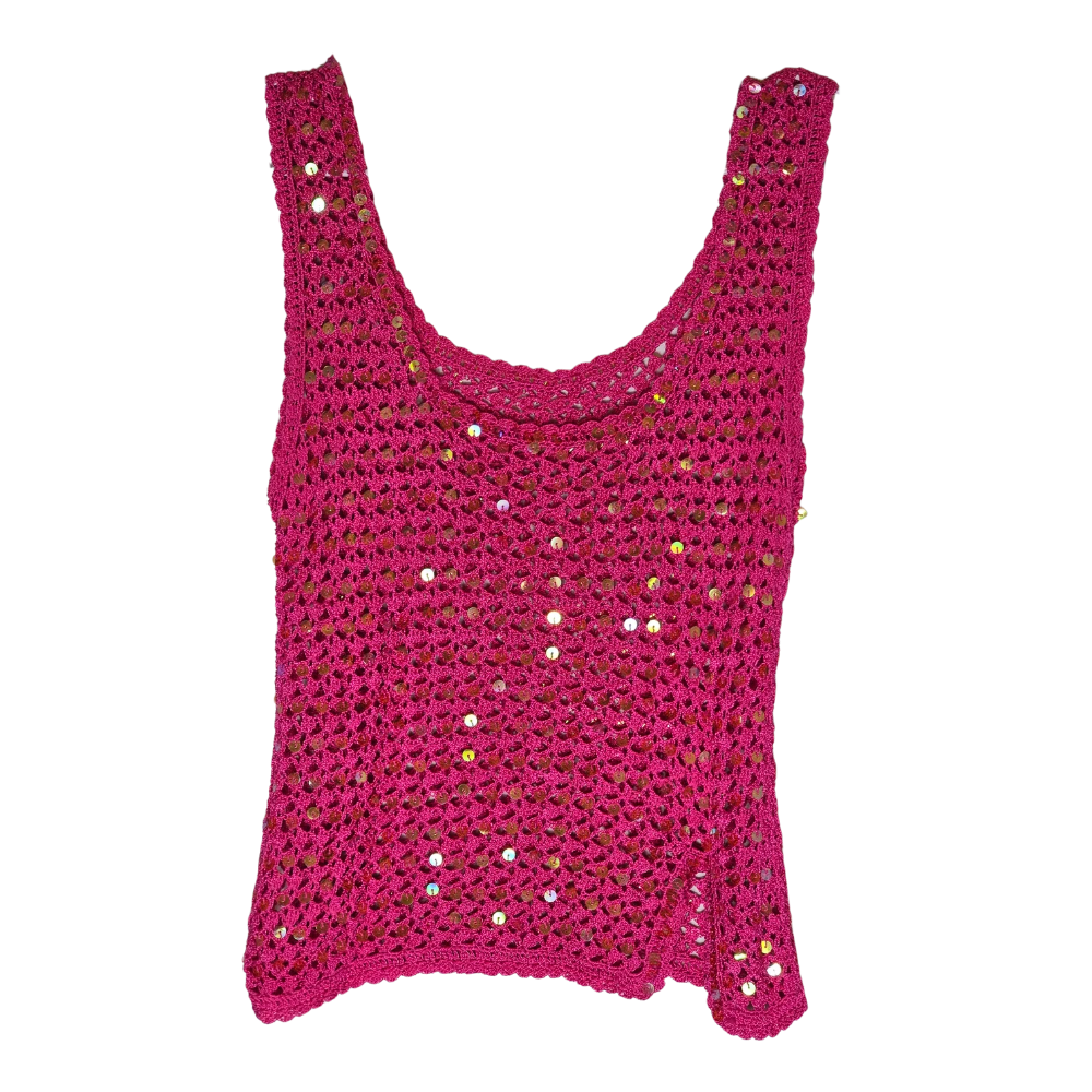 Vintage 90's Sequin + Crochet Festival Top