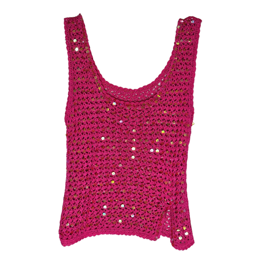 Vintage 90's Sequin + Crochet Festival Top - Size Small