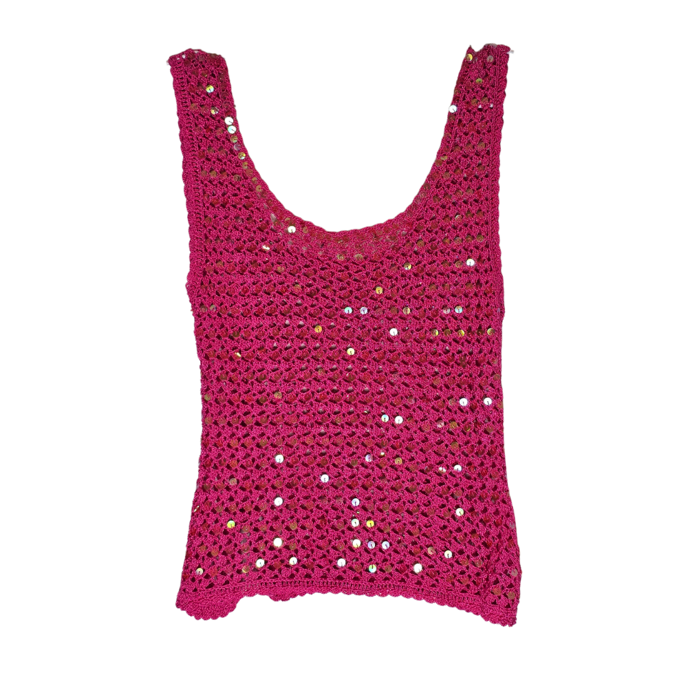 Vintage 90's Sequin + Crochet Festival Top