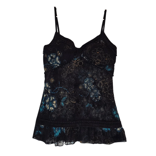 Retro Y2K Jus D'orange Paris Pattern Mesh + Detailed Cami - Size Small