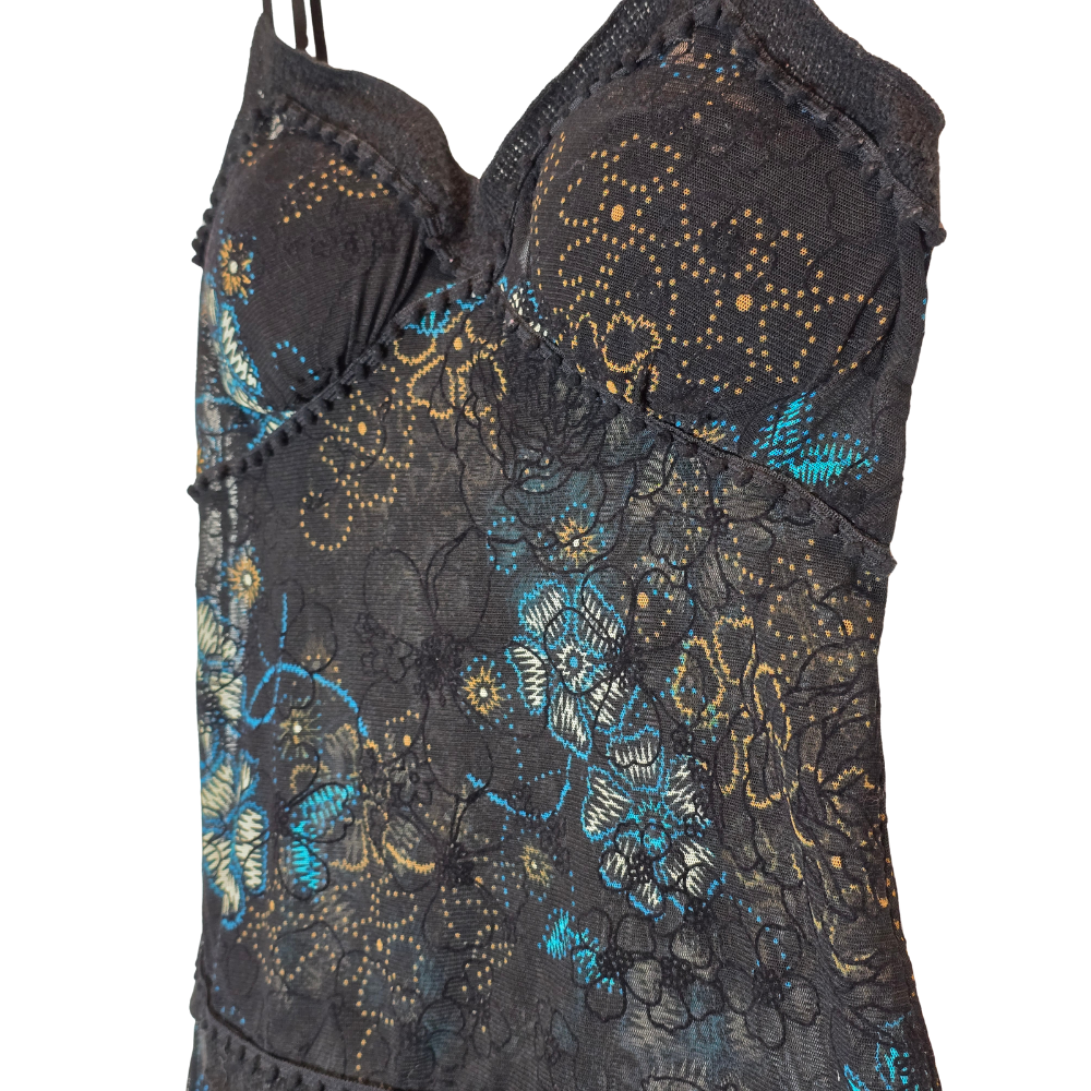 Retro Y2K Jus D'orange Paris Pattern Mesh + Detailed Cami