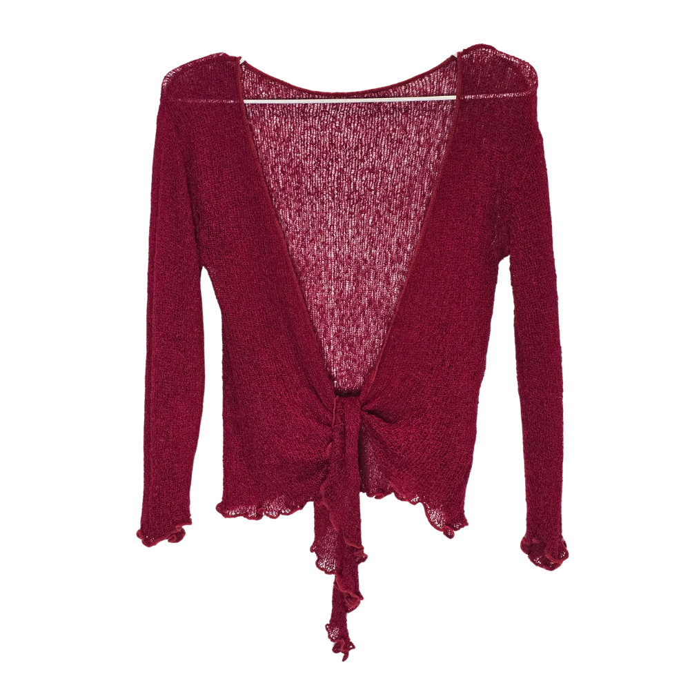 Red Knit Wrap/ Tie Top - Freesize