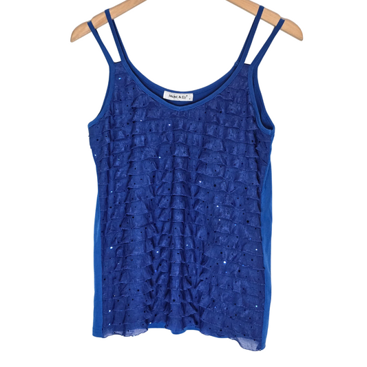 Blue + Sparkle Detail Detailed Vest - Size M