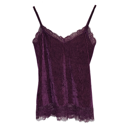 Intimissimi Stripe Velvet + Lace Detail Vest- Size S