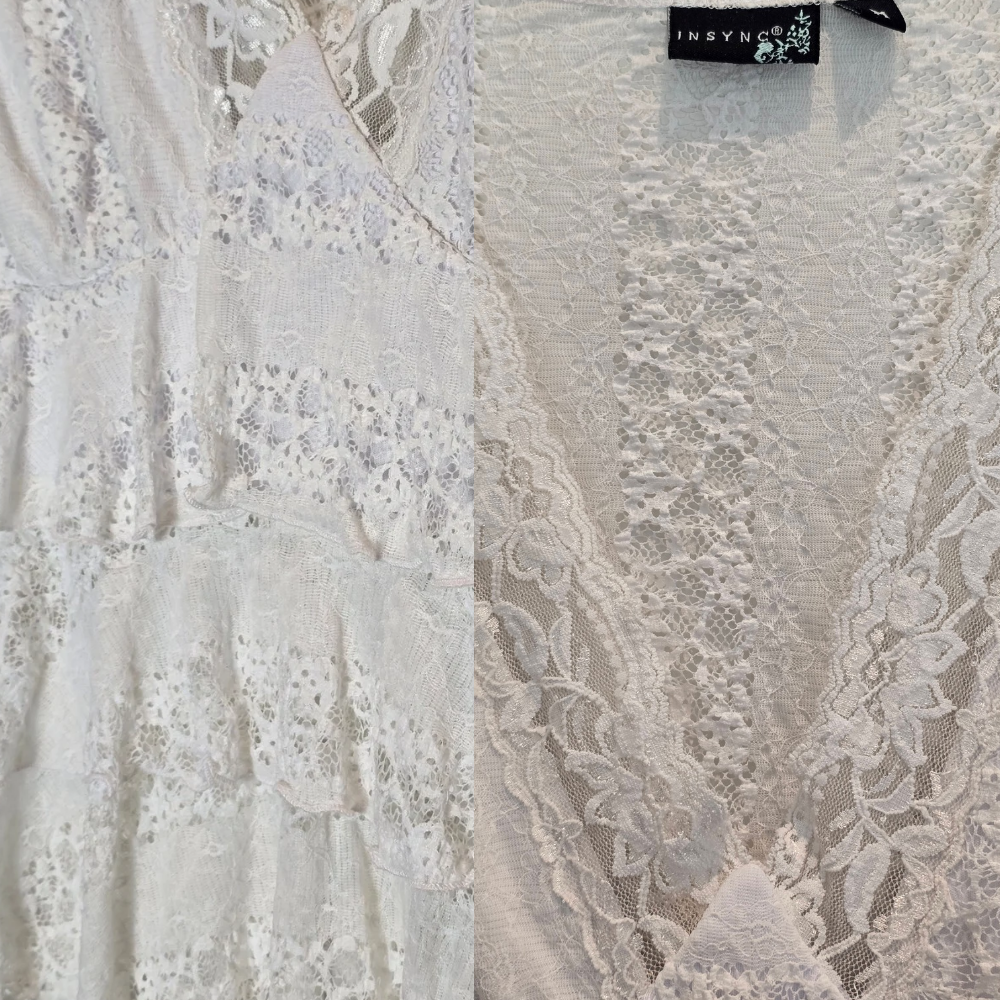 2000's White Lace Babydoll Top - Size M