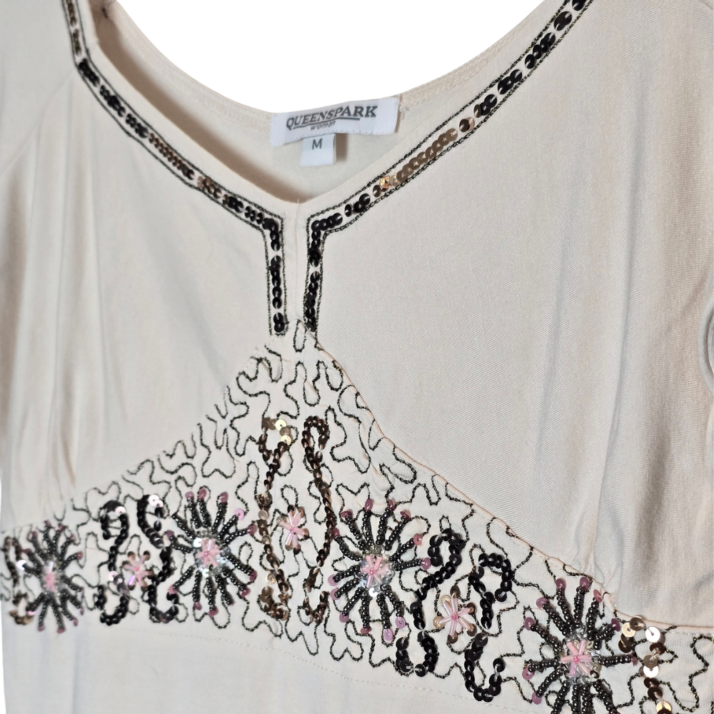 Retro 2000s Viscose Beadwork Top - Size M
