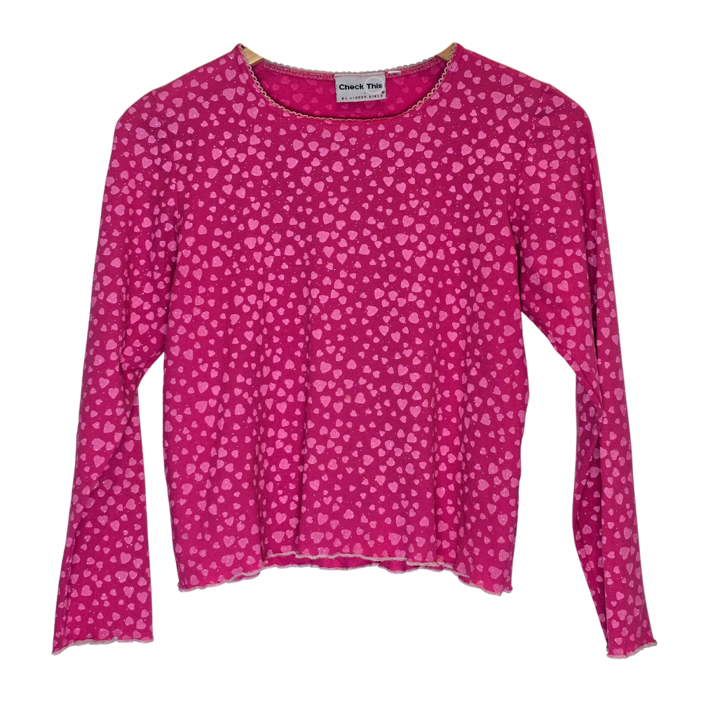 Retro 2000's Heart Print Long Sleeve - Size S/M