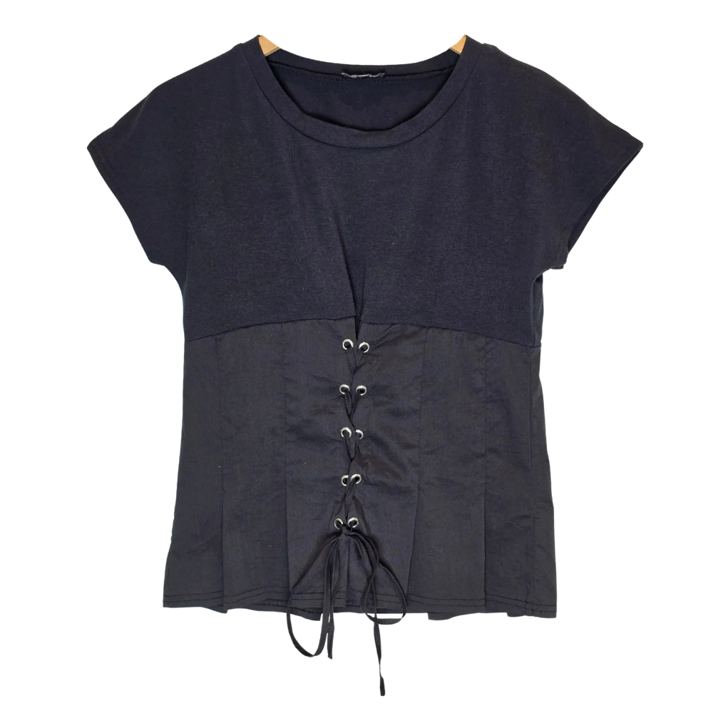 "Tee" with Structured/ Corset Style Details - Size M