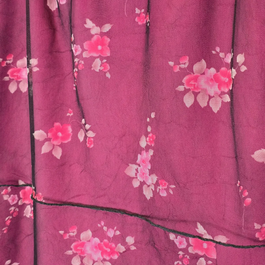 Vintage 90s Mesh Floral Print Midi Skirt - Size 32