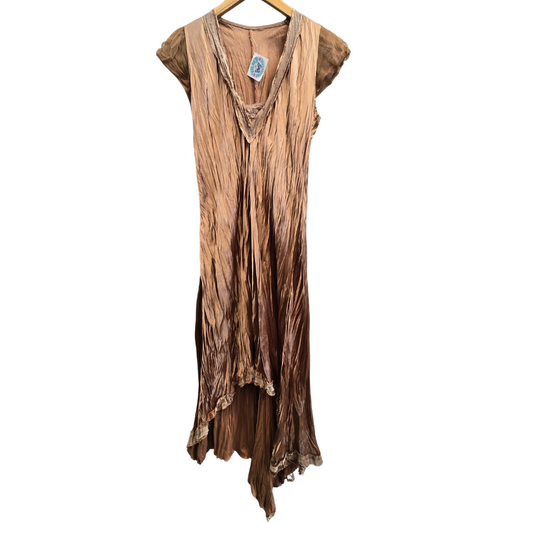 Vintage 90's Champagne Colour Detailed Maxi Dress - Size S/M (W37)
